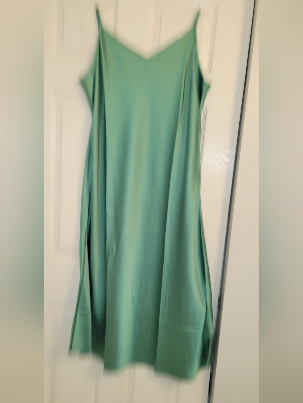 Sage Green Satin Slip Midi Dress with Thin Straps